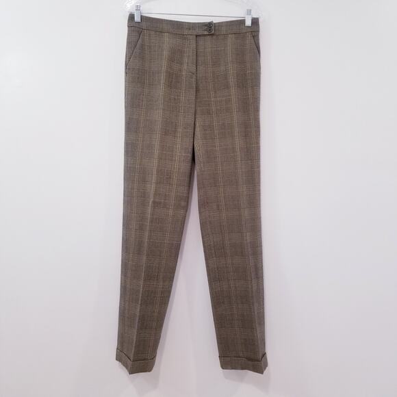 ETRO Plaid Hounds tooth Print Mid Rise Trouser Folded Hem - Picture 1 of 10
